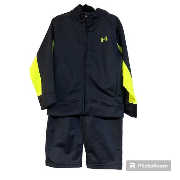 Under Armour Other - Under Armour Kids Boys Track Suit Full Zip Up Jacket Pants Size 3T Black Green